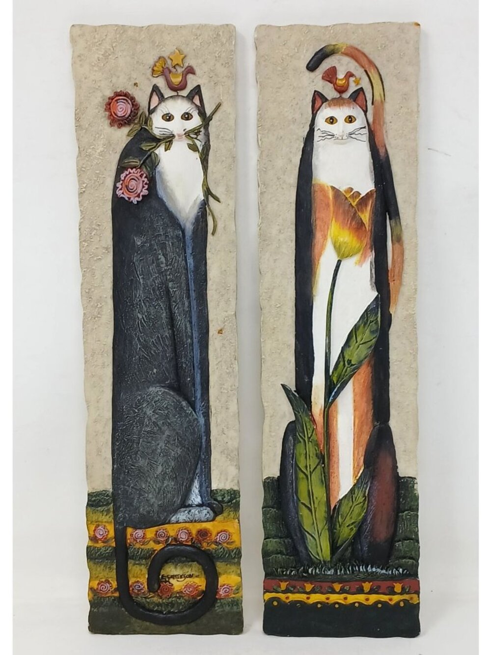 VTG Eileen Smithson Tall 3D Cat Wall Plaques Unique Home Decor #D-13